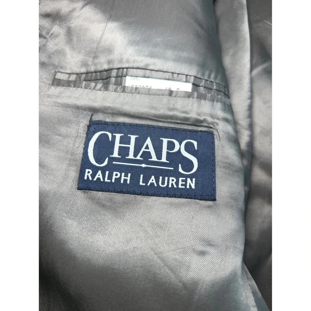 Vintage Chaps Ralph Lauren Mens 46R Silk Wool Blazer Grey Houndstooth Sport Coat